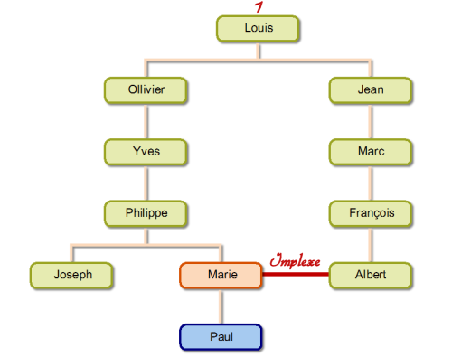 L'implexe en g�n�alogie, un mariage entre cousins