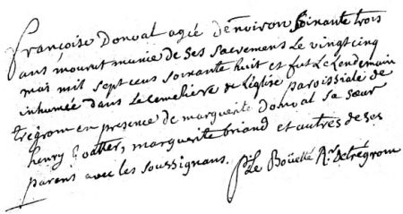 Acte de s&eacute;pulture