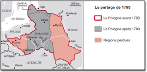 Carte de la Pologne Partage de 1793