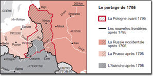 Carte de la Pologne Partage de 1795