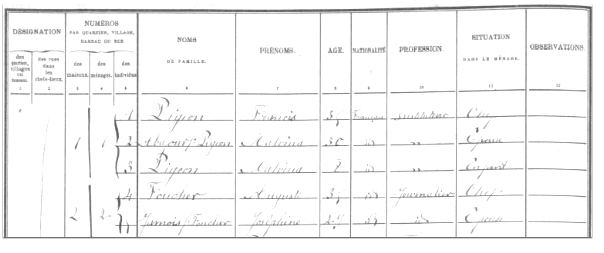 Liste nominative de recensement de population